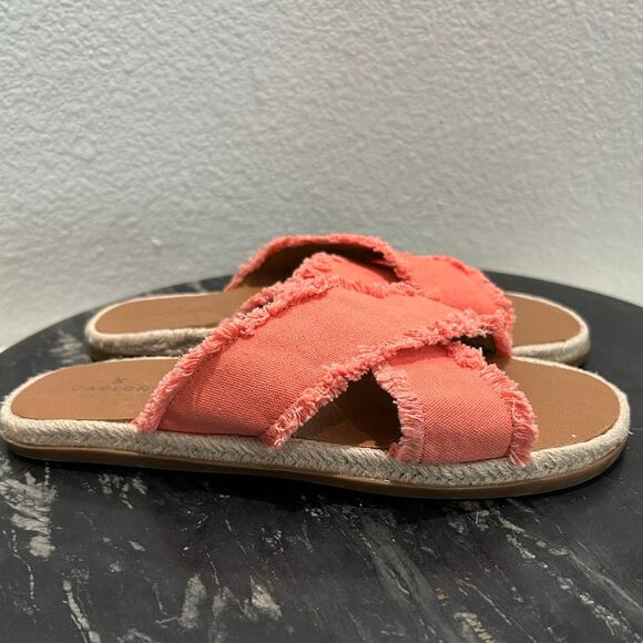 CASLON New $60 Paxton Canvas Slide Sandals in Melon or Coral Size 9M - Picture 5 of 9